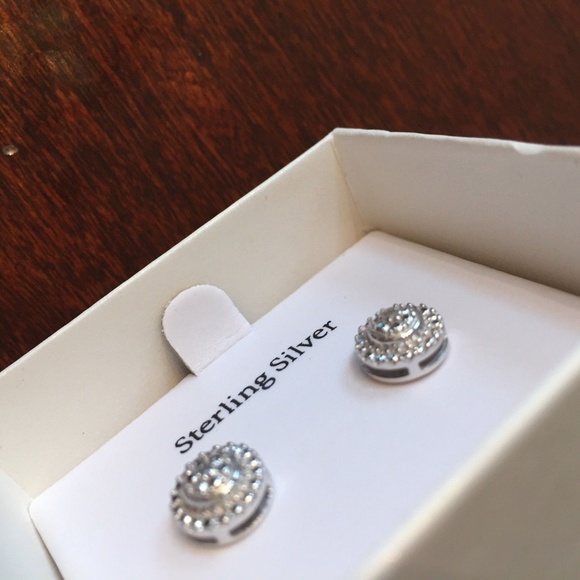 Sterling Silver Halo Style Diamond Accent Earrings - Picture 6 of 8